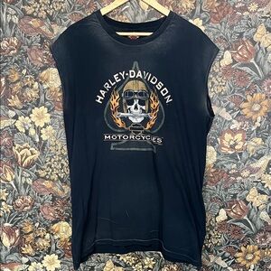 Harley-Davidson Distressed Ace Of Spade ♠️ Black Skull Flame Size XL
